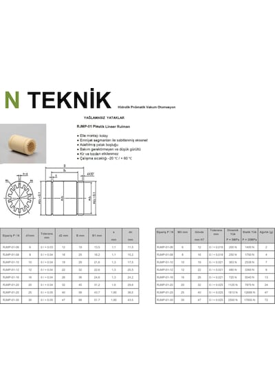 İgus-Yağlamasız Yatak-Lineer Rulman Rjmp-01-20