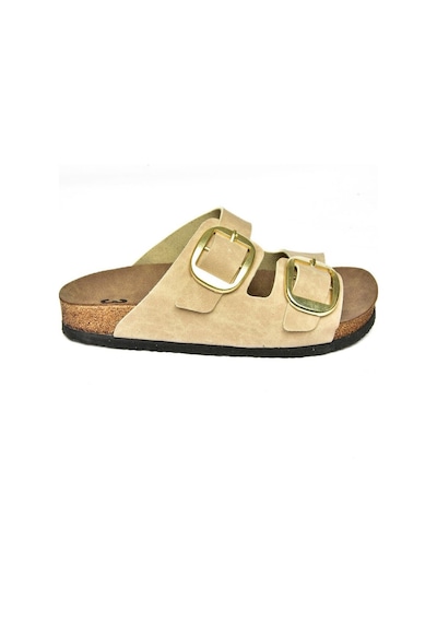 Fox Shoes P777517402 Bej Süet Çift Bantlı Kadın Terlik Bej