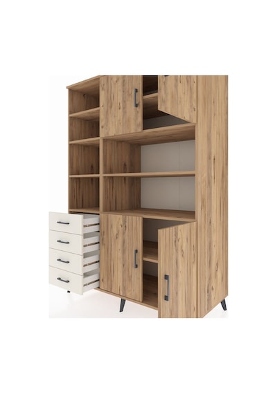 Kronos Dolap 9 Raflı 4 Çekmeceli 4 Kapaklı 132x59x195 Çam-çam... Çam