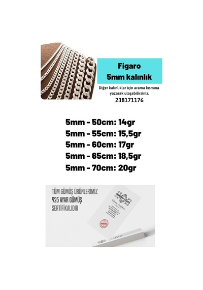 5mm Figaro Model 925 Ayar Gümüş Erkek Kolye Zincir Modelleri 238171176
