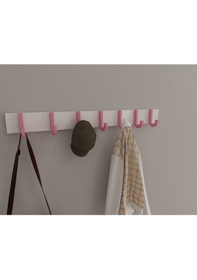 Hepsi3boyutlu Modern Duvar & Kapı Baston Askılık - 7 Adet Pembe J Askılık - Model No : 6 Pembe