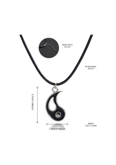 Best Friends Ying Yang İkili Arkadaşlık Sevgili Kolye Siyah - Beyaz