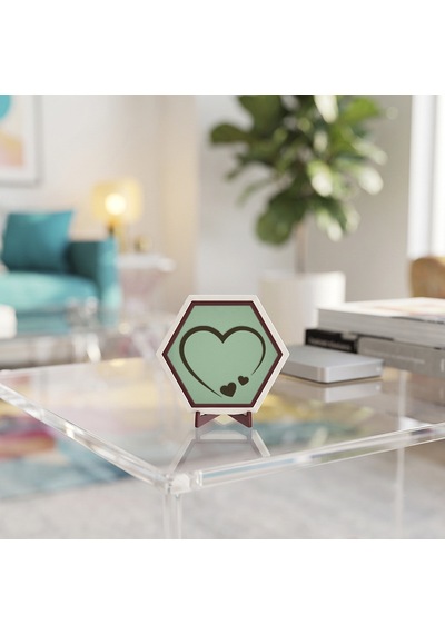 Modern Kalp Ve Minik Kalpler Temalı Masaüstü Aksesuarı, Çalışma Masalarınıza Estetik Bir Hava Katan Özel Tasarım 10x10 Cm, Açık Yeşil