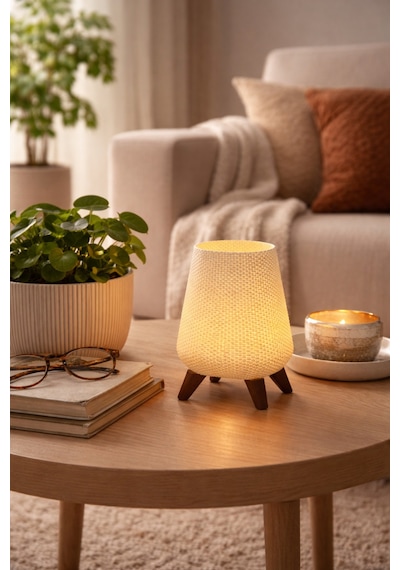 Pilli Led Mumlu Mini Masaüstü Lambası Dekoratif Sunumluk Beyaz