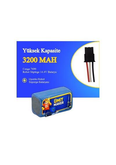 Conga 7690 Robot Süpürge 3200 Mah Batarya