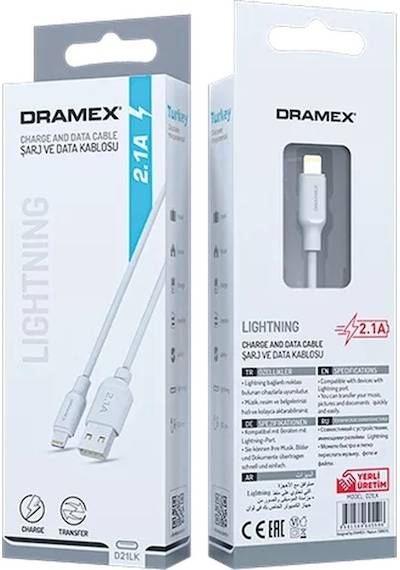 Dramex D21LK 2.1A Lightning Şarj Ve Data Kablosu