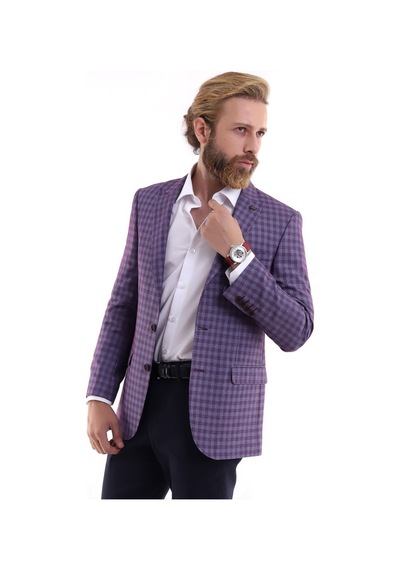 Presto Erkek Kareli Ceket Klasik-6 Drop- Bordo 1593-800 Bordo