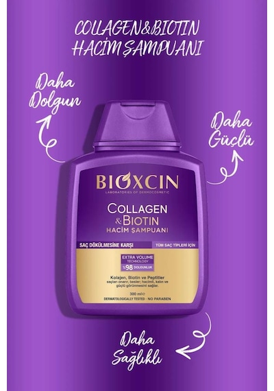 Bioxcin Collagen & Biotin Ekstra Hacim Şampuanı 3 x 300 ML