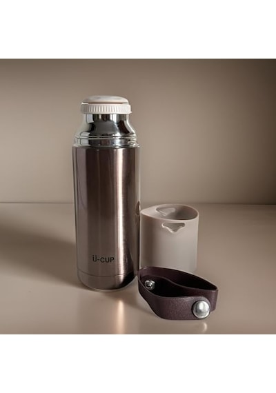 Stainless Steel Bardaklı Kayışlı 350 Ml Günlük, Şık, Modern, Hediyelik Termos Bronz Genel