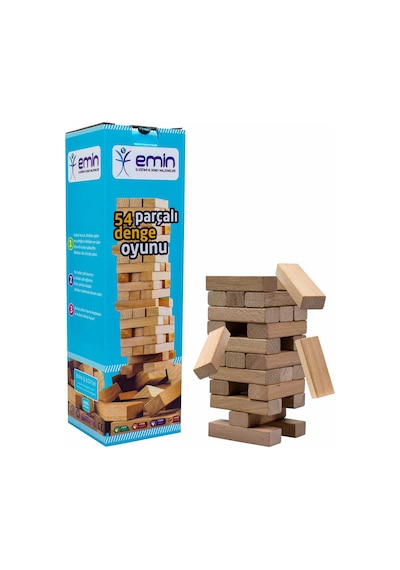 54 Parça. Jenga. Büyük Boy. Denge Oyunu. Doğal. Ahşap. Kule Oyunu
