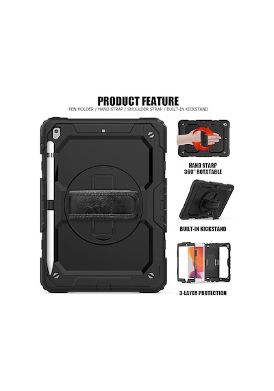 Apple Uyumlu iPad 9. 8. 7. Nesil 10.2" Kılıf Defender Askılı Pars Case Fuji A2197 A2200 A2198