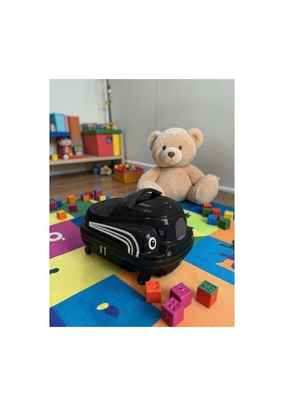 Aresshop Araba Valiz Çocuk Çanta Cocuk Araba Valız Siyah