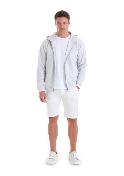 Hatemoğlu Gri Regular Fit Düz Pamuklu Fermuarlı Sweatshirt 34183024b001 420 Gri
