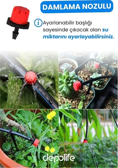 Ayrex Depolife Bahçe Balkon Veranda Sera Bitki Çiçek Damlama Nemlendirme Sisleme Püskürtme Hortum Sulama Sistemi, 2