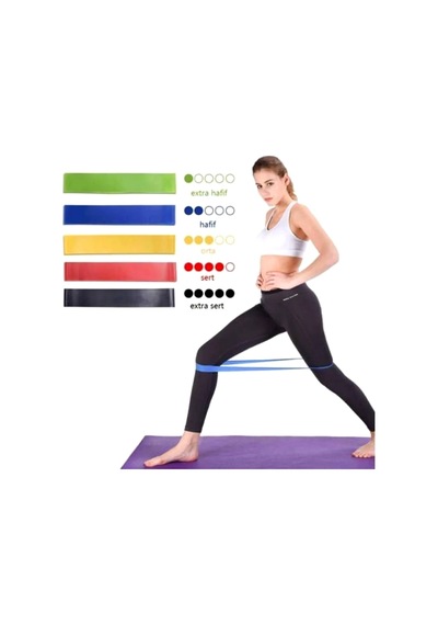 5 Kademeli Set Pilates Band Pilates Bandı Aerobik Yoga Direnç Las