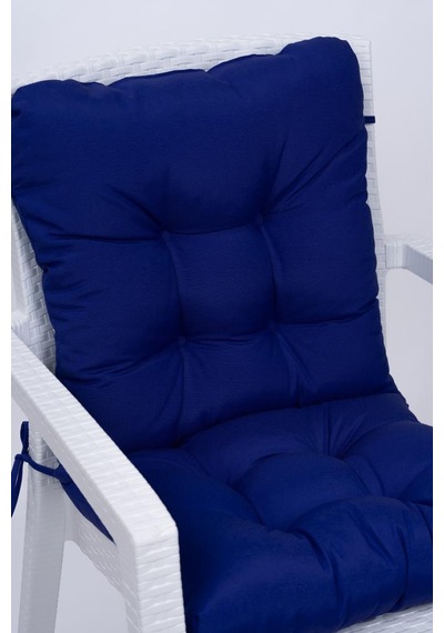 Neva Pofidik Saks Mavisi Arkalıklı Sandalye Minderi Özel Dikişli Bağcıklı 44x84 Cm Saks Mavi
