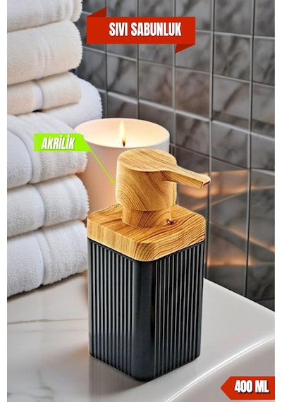 1 Adet Akrilik Sıvı Sabunluk Mutfak Banyo Sabunluk Seti- 400 Ml Siyah Diğer
