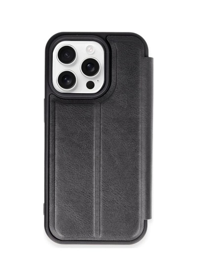 Mey İthalat Apple, Uyumlu iPhone 15 Pro Max Kılıf Flip Cover - Siyah