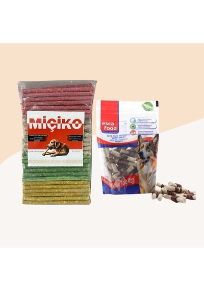 Miçiko Renkli Munchy Köpek Ödülü 100'lü + Dana Etli Lokmalık Munchy 6cm 36'lı