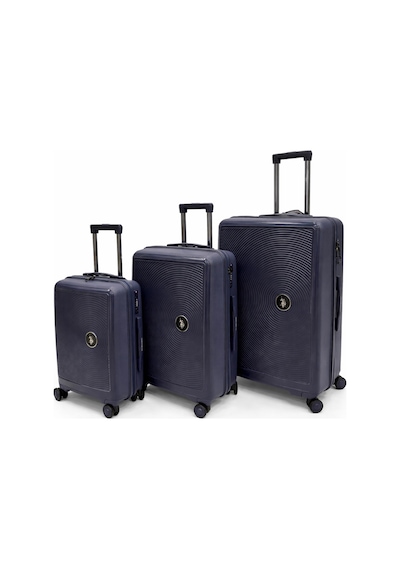 U.S. Polo Assn. 3'lü Valiz Seti %100 Polipropilen Valiz 4x2 Teker Lacivert 26041 Lacivert