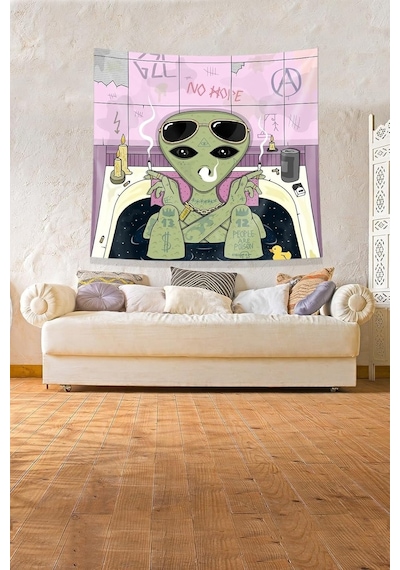 Pelangi Multirenk Küvetin Içindeki Uzaylı Leke Tutmaz Kadife Kumaş Duvar Örtüsü Duvar Halısı Tapestry Kwll352, Çok Renkli