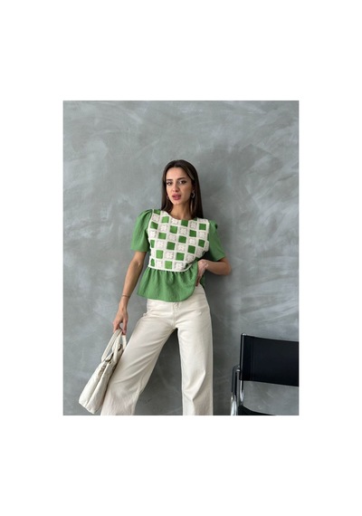 Verymoda Dantel Detaylı Bluz D2678 Zümrüt Zümrüt