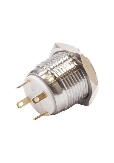 Motorobit 16H-G1-E 16Mm Çıkık Yaylı Işıklı Metal Buton - Mavi