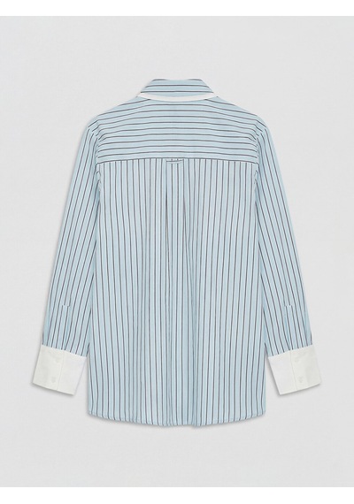 Lcw Modest Mavi Bağlamalı Çizgili Kadın Gömlek