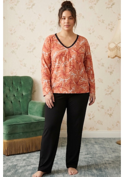 Siyah İnci Desenli Büyük Beden Battal Boy Viskon Örme Pijama Takım 26224847 Çok Renkli Siyah İnci Desenli Büyük Beden Battal Boy Viskon Örme Pijama Takım 26224847 Çok Renkli