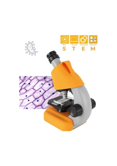 Temel Sarı Stem Mikroskop Seti 100x 400x 1200x Plastik Gövdeli Bilim Kiti