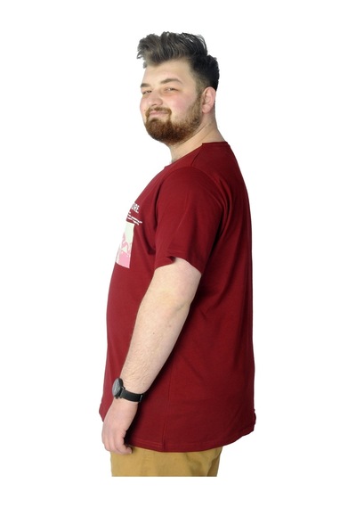 Mode Xl Büyük Beden T-Shirt Baskılı Future 22154 Bordo 001