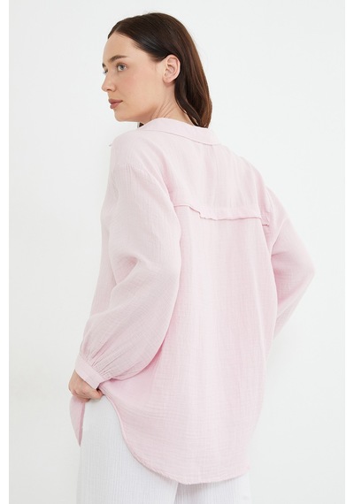 Fullamoda Basic Oversize Gömlek Pembe