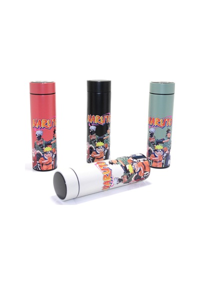 1 Adet Termos Anime Baskılı Dijital Göstergeli 500 Ml Paslanmaz Çelik Seyahat Matara, Thermos, Thermal Flask, Su Şişesi
