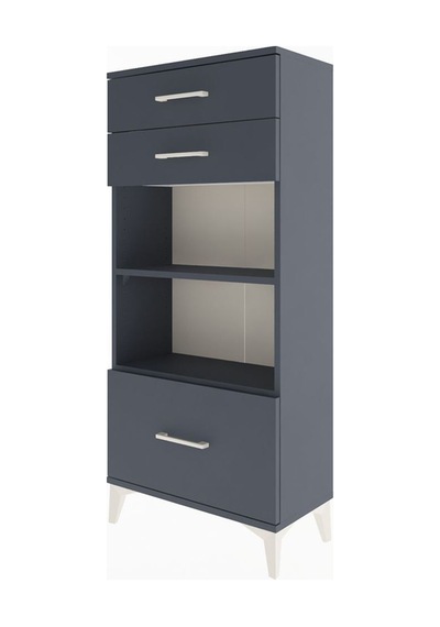 Arges Dolap 2 Raflı 3 Çekmeceli 60x30x134 Antrasit-antrasit Antrasit