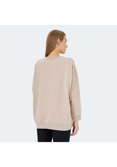 Slazenger VIKENTI SW Oversize Kadın Cepli Oversıze Bej Sweatshirt