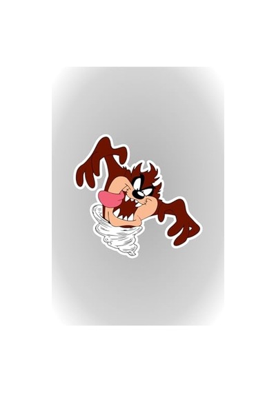 Renkli Tazmanya Canavarı Sticker, 10x9 Cm Abanoz