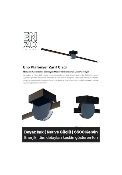 Unop Füme Lineer Tavan Avize - Aşağı Işık Beyaz Işık