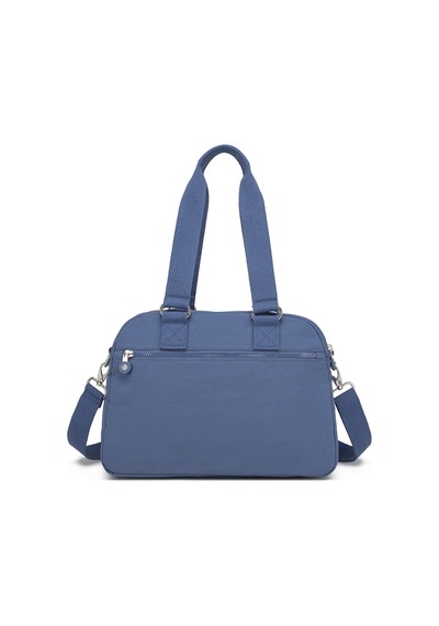 Smart Bags Orta Boy Çok Cepli Su Geçirmez Hafif Krınkıl Kumaş Kadın Omuz Çantası Mavi