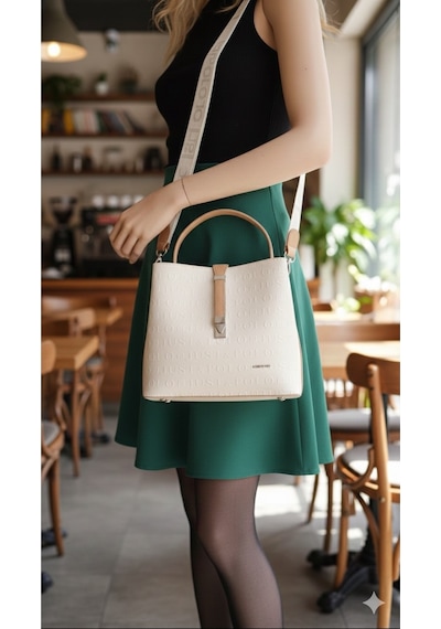 Just Polo Kadın Orijinal Just Polo 3 Bölmeli Ayarlanabilir Askılı Şık El & Omuz Çantası Shoulder Bag Krem - Camel