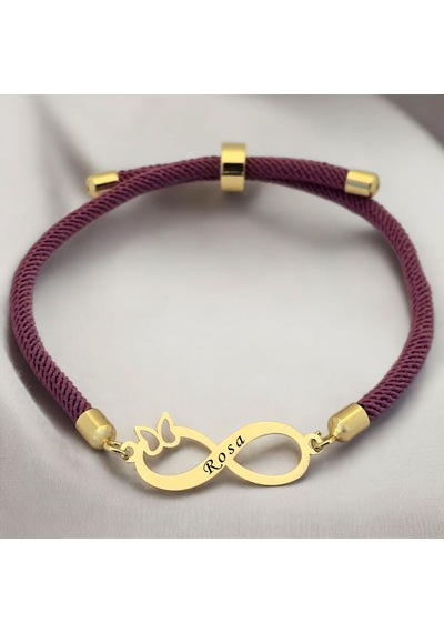 Rosa İsmine Özel 14 Ayar Altın Plakalı Mor İpek Örgülü Sonsuzluk Motifli Hediye Bileklik-505isim Rosa Rosa İsmine Özel 14 Ayar Altın Plakalı Mor İpek Örgülü Sonsuzluk Motifli Hediye Bileklik-505isim Rosa