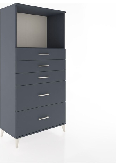 Hyperion Dolap Tek Raflı 5 Çekmeceli 88x44x182 Antrasit-antrasit Antrasit