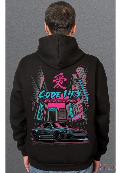 Bumeta Nissan Silvia Code 143 Araba Car Sweatshirt Unisex Kapüşonlu Hoodie 001