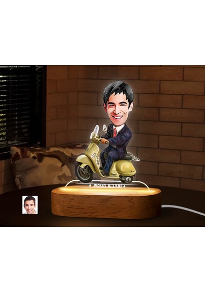 Bk Gift Kişiye Özel Motorcu Karikatürlü Dekoratif 3d Biblo Led Işıklı Gece Lambası-2, Arkadaşa Hediye Kobitmeyen138319 Bk Gift
