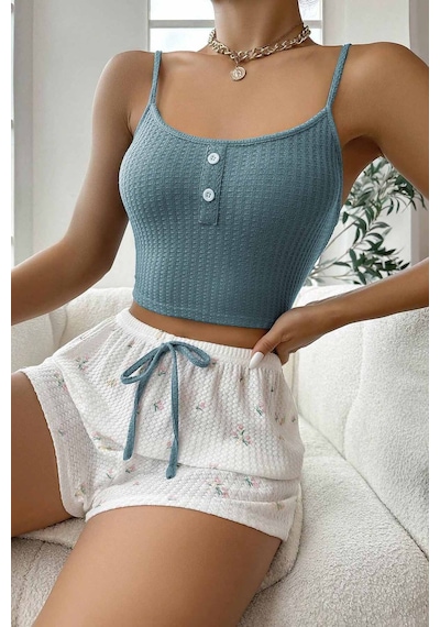 Merry See Askılı Şortlu Pijama Takımı Çok Renkli