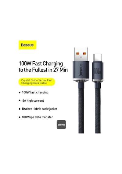 Baseus Crystal Shine 100w Usb To Type-c Hızlı Şarj Kablo 1.2 Mt Cajy000401