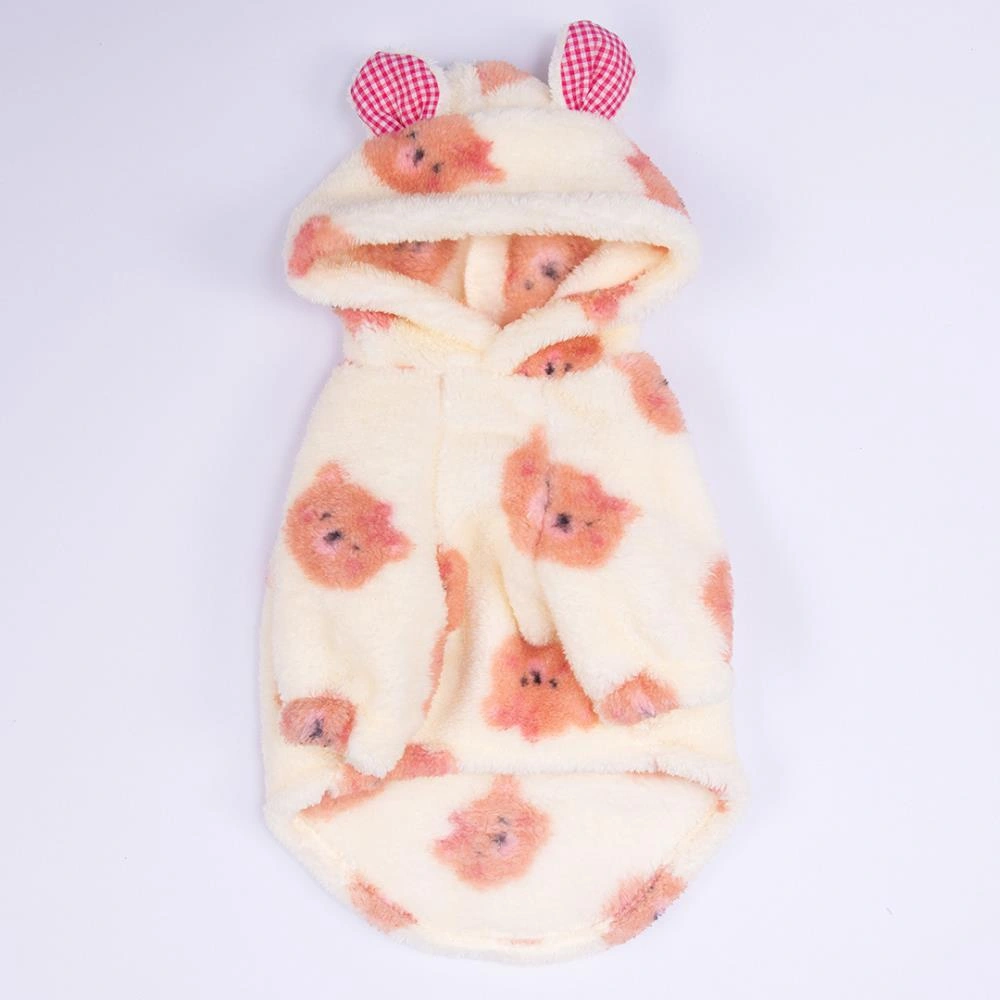 Somon Sapporobear Hoodie Ayı Desenli Kulaklı Peluş Köpek Kıyafeti Kedi Kıyafeti Köpek Sweati