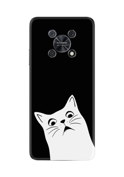 Huawei Nova Y90 Kılıf Resimli Desenli Silikon Platinium Series Şaşkın Kedi 1900