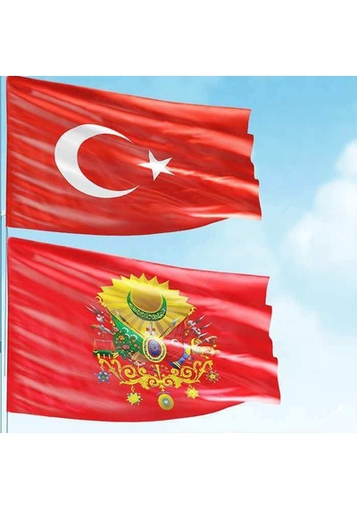 70x105 Cm Alpaka Kumaş Türk Bayrağı Ve 100x150 Cm Raşel Kumaş Kırmızı Sancak Bayrak - 2 Bayrak Set 1