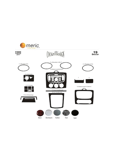 Meriç® Ford Focus Ön Torpido Kaplama (M.Klima) 19 P. 2004-2012 (530156319)