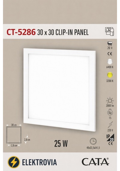 Ct-5286 30x30 Clıp-ın Gün Işığı Panel Beyaz